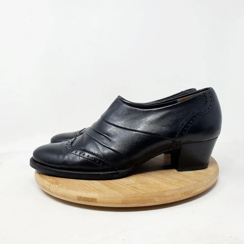 Paul Green Shoes Womens 6 Shootie Western Wingtip Black Leather‎ Low Pump Shoes